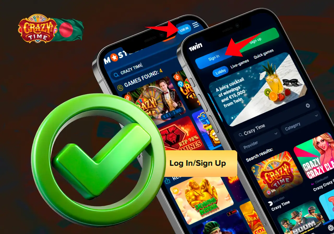 Pages of different casinos where you can find games Crazy Time