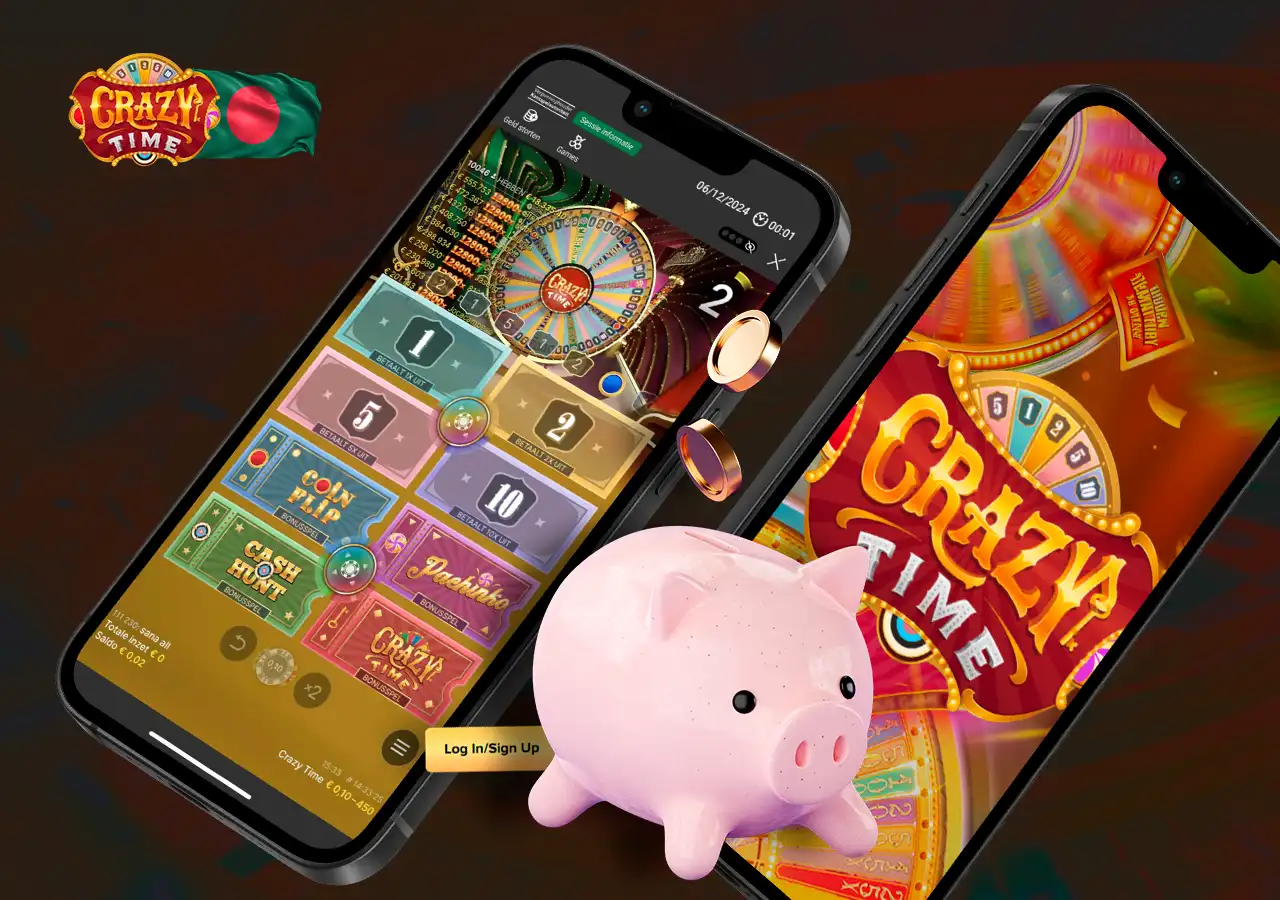 Casino games screenshots with piggy bank figurine